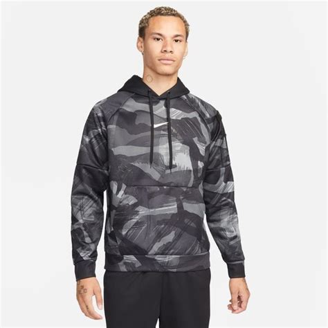 nike kapuzenjacke therma camo hoodie anthrazit weiß